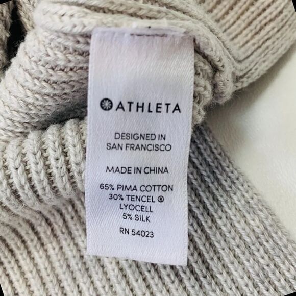 Athleta | Rest Day Hoodie Sweater Dove Grey Knit Pima Cotton Silk Blend | S - Picture 4 of 10